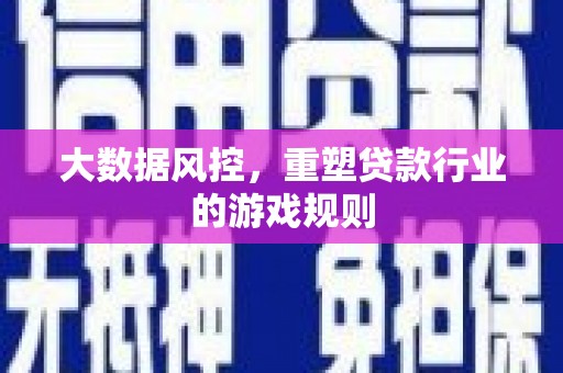 新界大数据风控，重塑贷款行业的游戏规则