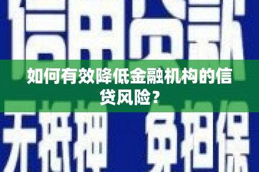 新界如何有效降低金融机构的信贷风险？