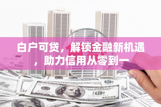 新界白户可贷，解锁金融新机遇，助力信用从零到一