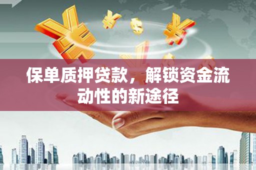 新界保单质押贷款，解锁资金流动性的新途径