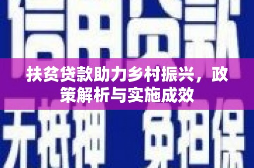 新界扶贫贷款助力乡村振兴，政策解析与实施成效